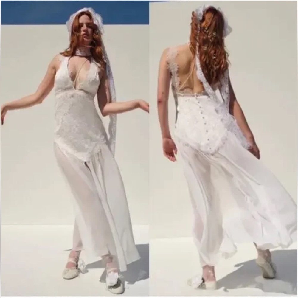 For Love And Lemons Nicola bridal gown Ivory Lace Dress $648 NWT XL
